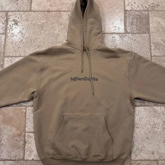 Balenciaga Khaki / Brown Mailbox Letter Logo Pullover Hoodie